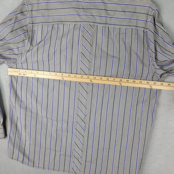 Tommy Bahama Shirt Men's Large White‎ Black Blue Striped Long Sleeve Button Down - Picture 8 of 11